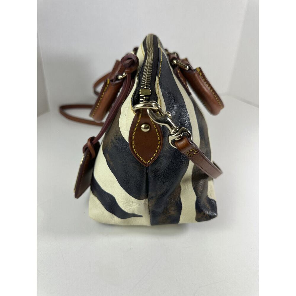 Dooney & Bourke Genuine Florentine Vacchetta Leather Satchel Zebra Print Bag - Picture 9 of 14